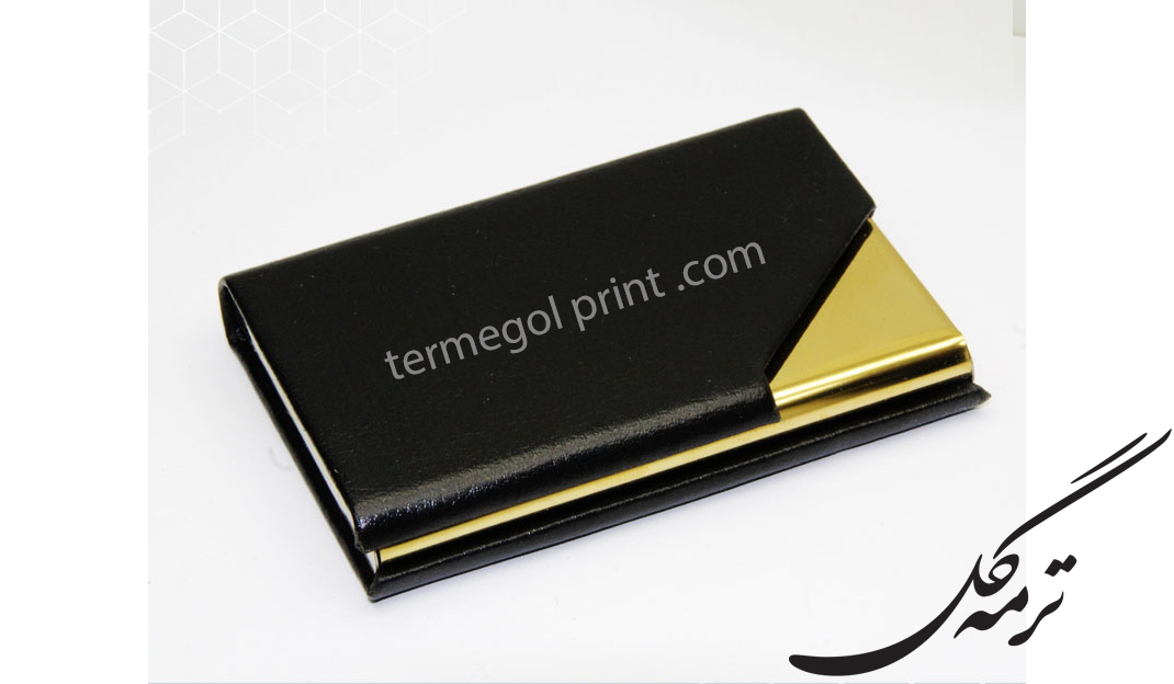 جاکارتی چرم گوشه مثلث مشکی با استیل طلایی کد 1962/DO